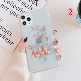 Electroplate Glitter Rose Flower Clear Phone Case Back Cover - iPhone 12 Pro Max/12 Pro/12/12 Mini/SE/11 Pro Max/11 Pro/11/XS Max/XR/XS/X/8 Plus/8 - halloladies