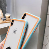 Candy Contrast Color Transparent Tempered Glass Phone Case Back Cover for iPhone 11/11 Pro/11 Pro Max/XS Max/XR/XS/X/8 Plus/8/7 Plus/7 - halloladies