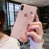 Glitter Powder Air Bag Corner Soft Wrist Strap Transparent Phone Case Back Cover for iPhone 11/11 Pro/11 Pro Max/XS Max/XR/XS/X/8 Plus/8/7 Plus/7 - halloladies