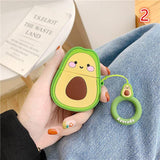 Cartoon Avocado with Ring Lanyard Airpods Case Wireless Bluetooth Earphone Cases for Airpods - halloladies