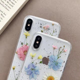 Real Dried Flower Glitter Foil Clear Phone Case Back Cover - iPhone 11/11 Pro/11 Pro Max/XS Max/XR/XS/X/8 Plus/8/7 Plus/7 - halloladies