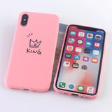 Candy Color King Queen Crown Phone Case Back Cover - iPhone 11/11 Pro/11 Pro Max/XS Max/XR/XS/X/8 Plus/8/7 Plus/7 - halloladies