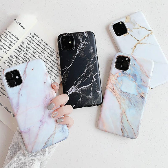 Matte Marble Phone Case Back Cover - iPhone 12 Pro Max/12 Pro/12/12 Mini/SE/11 Pro Max/11 Pro/11/XS Max/XR/XS/X/8 Plus/8 - halloladies
