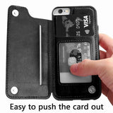 PU Leather Flip Wallet Photo Holder Phone Case Back Cover - iPhone SE/11 Pro Max/11 Pro/11/XS Max/XR/XS/X/8 Plus/8/7 Plus/7 - halloladies