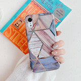 Electroplated Vintage Artistic Geometric Marble Phone Case Back Cover for iPhone 11 Pro Max/11 Pro/11/XS Max/XR/XS/X/8 Plus/8/7 Plus/7/6s Plus/6s/6 Plus/6 - halloladies