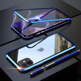 Luxury 360 Magnetic Metal Two Side Tempered Glass Phone Case Back Cover for iPhone 11 Pro Max/11 Pro/11/XS Max/XR/XS/X/8 Plus/8/7 Plus/7/6s Plus/6s/6 Plus/6 - halloladies