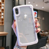 Shockproof Bumper Silicone Frame Transparent Candy Color Phone Case Back Cover - iPhone 12 Pro Max/12 Pro/12/12 Mini/SE/11 Pro Max/11 Pro/11/XS Max/XR/XS/X/8 Plus/8 - halloladies