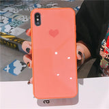 Candy Contrast Color Love Heart Tempered Glass Phone Case Back Cover - iPhone 11/11 Pro/11 Pro Max/XS Max/XR/XS/X/8 Plus/8/7 Plus/7 - halloladies