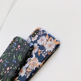 Retro Flower Glossy Soft Phone Case Back Cover for iPhone XS Max/XR/XS/X/8 Plus/8/7 Plus/7/6s Plus/6s/6 Plus/6 - halloladies