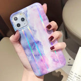 Laser Simple Marble Soft IMD Phone Case Back Cover for iPhone 11 Pro Max/11 Pro/11/XS Max/XR/XS/X/8 Plus/8/7 Plus/7 - halloladies