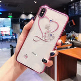 Fashion Love Heart Diamond Plating Soft TPU Phone Case Back Cover for iPhone 11/11 Pro/11 Pro Max/XS Max/XR/XS/X/8 Plus/8/7 Plus/7 - halloladies