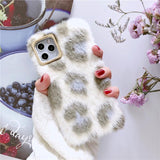 Cute Winter Warm Fluffy Spot Velvet Phone Case Back Cover - iPhone 11 Pro Max/11 Pro/11/XS Max/XR/XS/X/8 Plus/8/7 Plus/7 - halloladies
