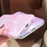 Laser Simple Marble Soft IMD Phone Case Back Cover for iPhone 11 Pro Max/11 Pro/11/XS Max/XR/XS/X/8 Plus/8/7 Plus/7 - halloladies