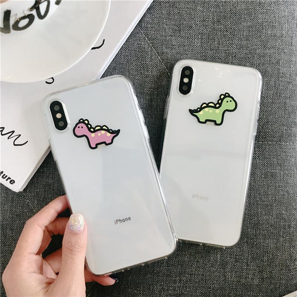 Cartoon Cute Dinosaur Clear Phone Case Back Cover - iPhone 11 Pro Max/11 Pro/11/XS Max/XR/XS/X/8 Plus/8/7 Plus/7 - halloladies