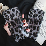 Vintage Leopard Pattern Gold Foil Powder Silicone Phone Case Back Cover for iPhone XS Max/XR/XS/X/8 Plus/8/7 Plus/7/6s Plus/6s/6 Plus/6 - halloladies