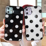 Simple Polka Dots Temperd Glass Phone Case Back Cover for iPhone 11 Pro Max/11 Pro/11/XS Max/XR/XS/X/8 Plus/8/7 Plus/7 - halloladies