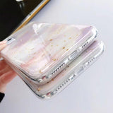 Glitter Powder Gold Foil Marble Phone Case Back Cover for iPhone 11 Pro Max/11 Pro/11/XS Max/XR/XS/X/8 Plus/8/7 Plus/7 - halloladies