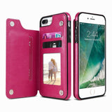 PU Leather Flip Wallet Photo Holder Phone Case Back Cover - iPhone SE/11 Pro Max/11 Pro/11/XS Max/XR/XS/X/8 Plus/8/7 Plus/7 - halloladies