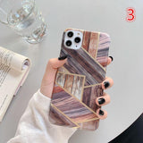 Geometric Patchwork Marble Pattern Hard PC Phone Case Back Cover - iPhone 11/11 Pro/11 Pro Max/XS Max/XR/XS/X/8 Plus/8/7 Plus/7 - halloladies