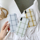 Plaid Fabric Phone Case Back Cover -iPhone 12/12pro/12pro max/12mini/11/11 Pro/11 Pro Max/XS Max/XR/XS/X/8 Plus/8/7 Plus/7 - halloladies
