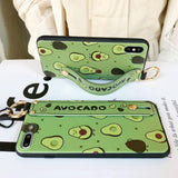 Fruit Avocado Soft TPU Neck Wrist Strap Lanyard Phone Case Back Cover - iPhone XS Max/XR/XS/X/8 Plus/8/7 Plus/7/6s Plus/6s/6 Plus/6 - halloladies
