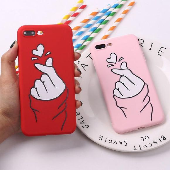 Cute Loving Gesture Heart Soft Silicone Phone Case Back Cover for iPhone 11 Pro Max/11 Pro/11/XS Max/XR/XS/X/8 Plus/8/7 Plus/7 - halloladies