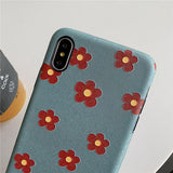 Red Flower Painting Silk Texture Phone Case Back Cover for iPhone XS Max/XR/XS/X/8 Plus/8/7 Plus/7/6s Plus/6s/6 Plus/6 - halloladies