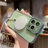 Luxury Magnetic Glitter Plating Cute Bling Phone Case Compatible with MagSafe Supporting Wireless Charging