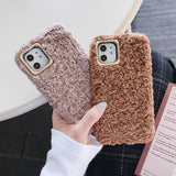 Winter Warm Curly Plush Solid Color Soft Phone Case Back Cover for iPhone 11 Pro Max/11 Pro/11/XS Max/XR/XS/X/8 Plus/8 - halloladies