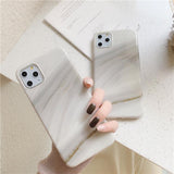 Simple Gradient Marble White Phone Case Back Cover - iPhone 11 Pro Max/11 Pro/11/XS Max/XR/XS/X/8 Plus/8/7 Plus/7 - halloladies