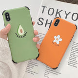 Cartoon Avocado Flower Corner Protection Matte Phone Case Back Cover - iPhone XS Max/XR/XS/X/8 Plus/8/7 Plus/7/6s Plus/6s/6 Plus/6 - halloladies