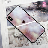 Pink Love Heart Marble Tempered Glass iPhone Case Back Cover for iPhone XS Max/XR/XS/X/8 Plus/8/7 Plus/7/6s Plus/6s/6 Plus/6 - halloladies