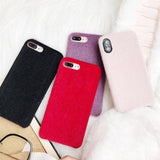 Solid Color Furry Phone Case Back Cover for iPhone 11/11 Pro/11 Pro Max/XS Max/XR/XS/X/8 Plus/8/7 Plus/7 - halloladies