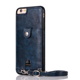 Vintage PU Leather Wallet Card with Strap Phone Case Back Cover - iPhone 11 Pro Max/11 Pro/11/XS Max/XR/XS/X/8 Plus/8/7 Plus/7 - halloladies