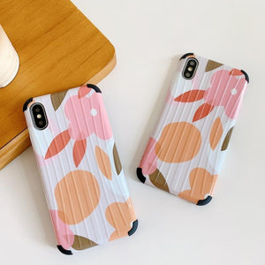 Pink Flower Stripe Phone Case Back Cover - iPhone 11 Pro Max/11 Pro/11/XS Max/XR/XS/X/8 Plus/8/7 Plus/7 - halloladies
