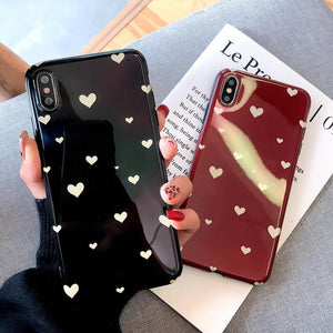 Fashion Love Heart Soft IMD Phone Case Back Cover - iPhone 11/11 Pro/11 Pro Max/XS Max/XR/XS/X/8 Plus/8/7 Plus/7 - halloladies