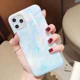 Laser Simple Marble Soft IMD Phone Case Back Cover for iPhone 11 Pro Max/11 Pro/11/XS Max/XR/XS/X/8 Plus/8/7 Plus/7 - halloladies