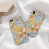 Retro Yellow Flower Phone Case Back Cover for iPhone XS Max/XR/XS/X/8 Plus/8/7 Plus/7/6s Plus/6s/6 Plus/6 - halloladies