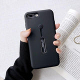 Solid Color Hide Stand Finger Loop Strap Phone Case Back Cover - iPhone 11/11 Pro/11 Pro Max/XS Max/XR/XS/X/8 Plus/8/7 Plus/7 - halloladies