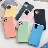 Candy Color Soft Silicone Phone Case Back Cover for iPhone 11/11 Pro/11 Pro Max/XS Max/XR/XS/X/8 Plus/8/7 Plus/7 - halloladies