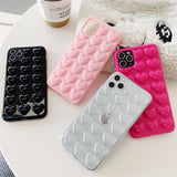 3D Love Heart Solid Color Phone Case Back Cover - iPhone 11/11 Pro/11 Pro Max/XS Max/XR/XS/X/8 Plus/8/7 Plus/7 - halloladies