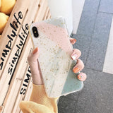 Glitter Gold Foil Marble Soft Phone Case Back Cover - iPhone 11/11 Pro/11 Pro Max/XS Max/XR/XS/X/8 Plus/8/7 Plus/7 - halloladies