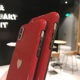 Glitter Love Heart Simple Soft IMD Phone Case Back Cover - iPhone 11 Pro Max/11 Pro/11/XS Max/XR/XS/X/8 Plus/8/7 Plus/7 - halloladies
