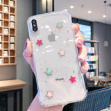 Glitter Bling Stars Phone Case Back Cover for iPhone 11/11 Pro/11 Pro Max/XS Max/XR/XS/X/8 Plus/8/7 Plus/7 - halloladies