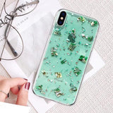 Glitter Bling Silver Foil Leopard Conch Shell TPU Phone Case Back Cover for iPhone XS Max/XR/XS/X/8 Plus/8/7 Plus/7/6s Plus/6s/6 Plus/6 - halloladies