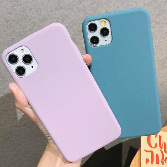 Candy Color Simple Matte Phone Case Back Cover - iPhone 11 Pro Max/11 Pro/11/XS Max/XR/XS/X/8 Plus/8/7 Plus/7 - halloladies
