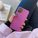 Simple Candy Color Matte Soft TPU Phone Case Back Cover for iPhone 11/11 Pro/11 Pro Max/XS Max/XR/XS/X/8 Plus/8/7 Plus/7 - halloladies