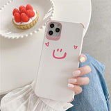 Cute Smile Love Heart Soft Leather Silicone Phone Case for iPhone 12 Pro Max/12 Pro/12/12 Mini/SE/11 Pro Max/11 Pro/11/XS Max/XR/XS/X/8 Plus/8 - halloladies