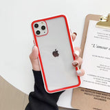 Simple Candy Color Edge Clear Phone Case Back Cover - iPhone 11/11 Pro/11 Pro Max/XS Max/XR/XS/X/8 Plus/8/7 Plus/7 - halloladies
