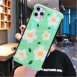 Gold Foil Flower Leaf Letter Silicone Phone Case Back Cover for iPhone 11 Pro Max/11 Pro/11/XS Max/XR/XS/X/8 Plus/8/7 Plus/7 - halloladies